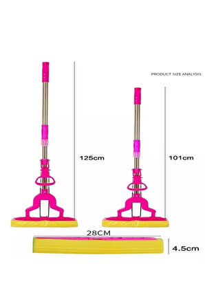 Kelebek Sıkma Mekanizmalı Mikrofiber Mop Sünger Sıkmalı Mop