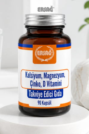 ERSAĞ Kalsiyum Magnezyum Çinko ve D Vitamini İçeren Takviye Edici Gıda 90 Kapsül