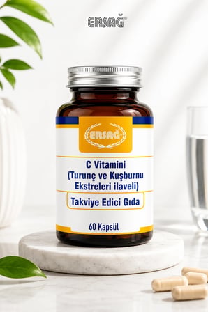 ERSAĞ C Vitamini Turunç ve Kuşburnu Ekstreleri İçeren Takviye Edici Gıda 60 Kapsül