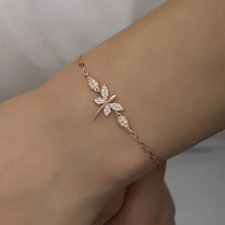 ​925 Ayar Gümüş Rose Yusufçuk Kadın Bileklik