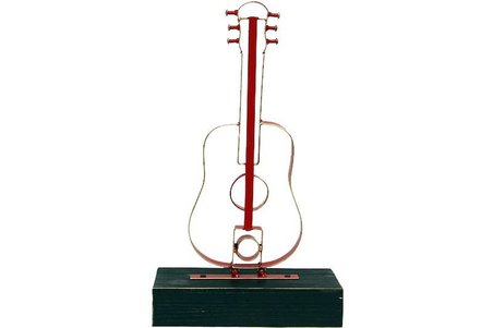 Obje Gitar Ahşap Standlı Biblo Dekoratif Ev Ofis Hediyelik