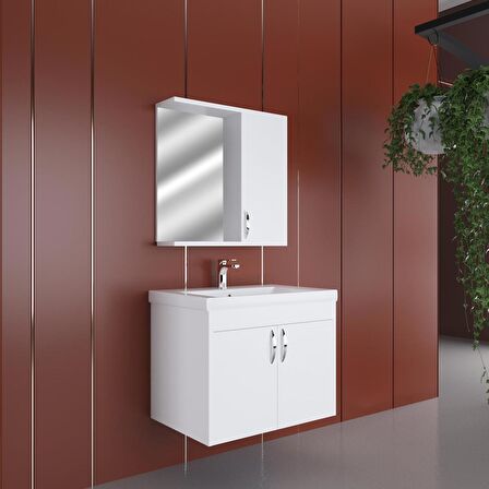 Ert Concept Star Kare Banyo Dolabı 65 cm Asma Beyaz