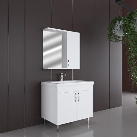 Ert Concept Star Kare Banyo Dolabı 65 cm Ayaklı Beyaz