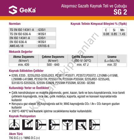 GeKa SG 2 Tig Teli 3.2x1000 MM - 1 Paket ( 5 Kg )