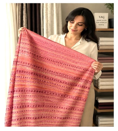 Premium TAÇ Jakar Saten Fon Perde- EN: 100 cm -Pile: 1/3 (sık) pile 