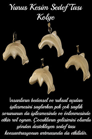 Sertifikalı Yunus Balığı Orijinal Sedef Doğal Taş Kolye