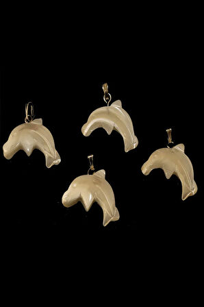 Sertifikalı Yunus Balığı Orijinal Sedef Doğal Taş Kolye