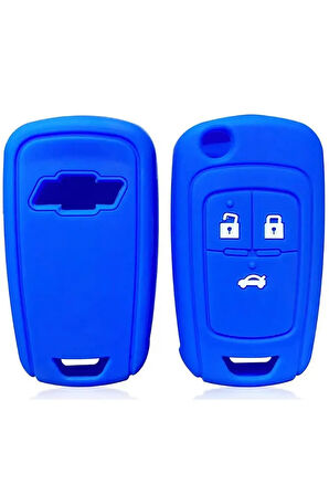 Chevrolet Cruze Aveo Uyumlu Silikon Anahtar Koruma Kılıfı Mavi Renk