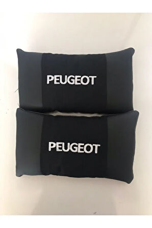 Peugeot Nakışlı Deri 1 Çift Boyun Yastık Ve Kemer Pedi