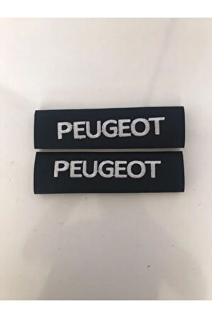 Peugeot Nakışlı Deri 1 Çift Boyun Yastık Ve Kemer Pedi