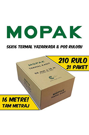 56x16 Termal Pos & Yazarkasa Kağıdı 1 Koli (210 RULO)