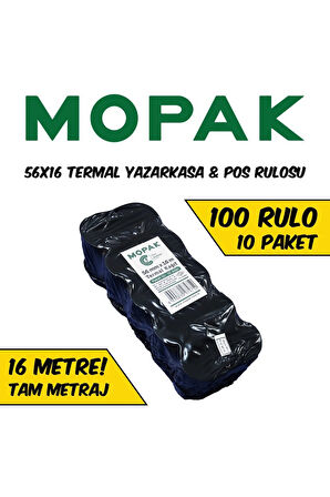 56x16 Termal Pos & Yazarkasa Kağıdı 10 Paket (100 Rulo)