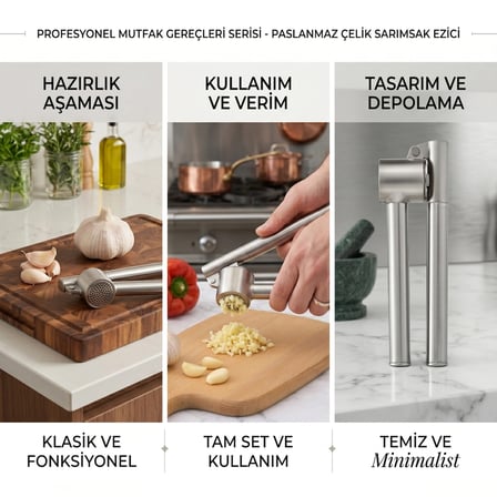 Paslanmaz Çelik Sarımsak Ezici