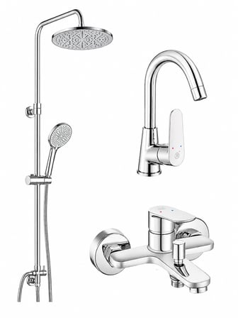 Fast Kuğu Lavabo Bataryası + Fast Banyo Bataryası + Tuna Duş Kolonu 5 Yıl Garantili