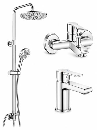 Lite Banyo ve Lavabo Bataryası + Tuna Yağmurlama Duş Kolonu