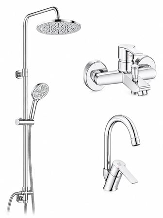 Lite Banyo Bataryası + Ar Lite Kuğu Borulu Lavabo Bataryası + Ar Tuna Duş Kolonu| 5 Yıl Garantili