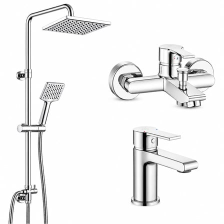 Lite Banyo Bataryası + Ar Lite Lavabo Bataryası + Ar Dicle Yağmurlama Duş Kolonu| 5 Yıl Garantili