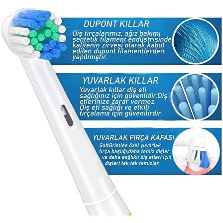 Oral B Diş Fırçasına Uyumlu 4 lu Yedek Başlık Ve 4 Adet Koruyucu Başlık Fırça Ve 4 Kapak