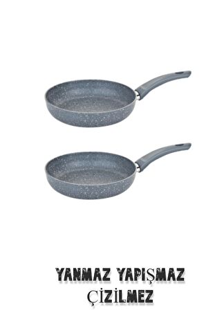 Granit Tava Seti 2'Li 20+24 Cm Yanmaz Yapışmaz Çizilmez SET