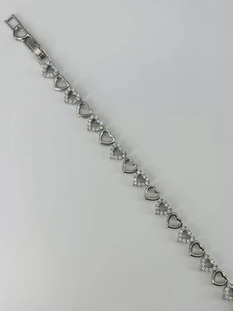 Rodyum Zirkon Taşlı Pirinç Bileklikler 17+2 Cm  - Kbl0369