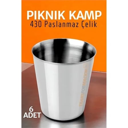 Paslanmaz Çelik Bardak Seti Kamp Piknik Bardağı 6 Adet 721504