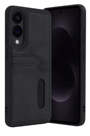 Samsung Galaxy S25 Edge Sara Kartvizitli Deri Kılıf - Siyah