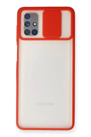 Samsung Galaxy M51 Kılıf Palm Buzlu Kamera Sürgülü Silikon - Kırmızı