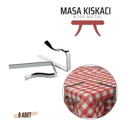 Masa Örtüsü Klipsi - Metal Masa Kelepçesi Masa Örtüsü Sabitleyici 8 Adet