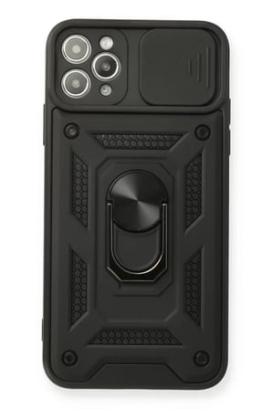 Apple iPhone 11 Pro Kılıf Pars Lens Yüzüklü Silikon - Siyah