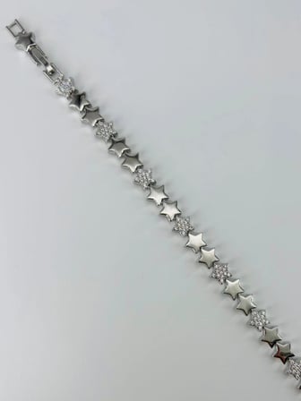 Rodyum Zirkon Taşlı Pirinç Bileklikler 17+2 Cm  - Kbl0370