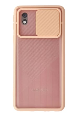 Samsung Galaxy A01 Core Kılıf Palm Buzlu Kamera Sürgülü Silikon - Pembe