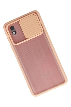 Samsung Galaxy A01 Core Kılıf Palm Buzlu Kamera Sürgülü Silikon - Pembe