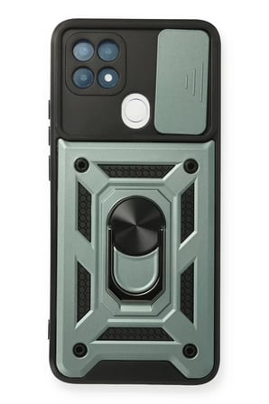 Oppo A15 Kılıf Pars Lens Yüzüklü Silikon - Yeşil