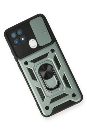 Oppo A15 Kılıf Pars Lens Yüzüklü Silikon - Yeşil