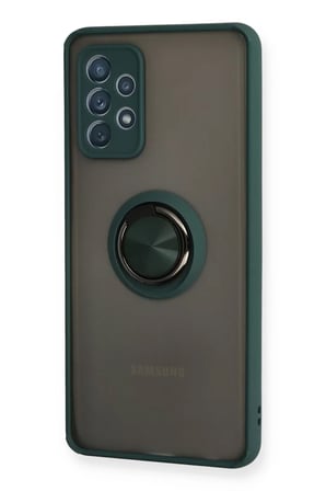 Samsung Galaxy A72 Kılıf Montreal Yüzüklü Silikon Kapak - Yeşil