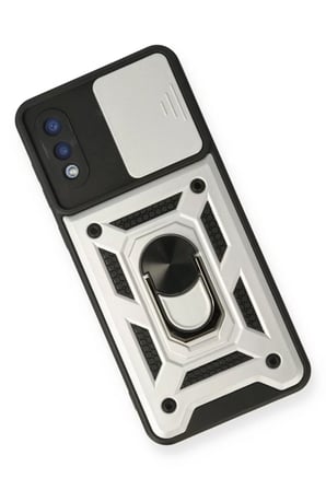 Samsung Galaxy A02 Kılıf Pars Lens Yüzüklü Silikon - Gümüş