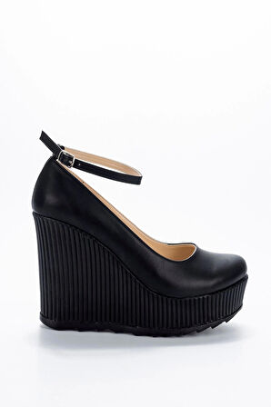 Kadın Siyah Cilt Dolgu Topuklu Ayakkabı Kadın Topuklu Abiye Ayakkabı Şık Gece Ayakkabısı