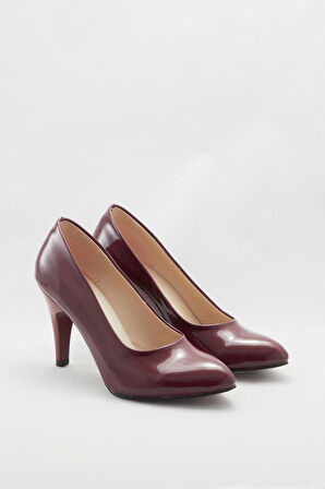 Bordo Kadın Klasik Topuklu Ayakkabı Kadın Topuklu Abiye Ayakkabı Şık Gece Ayakkabısı