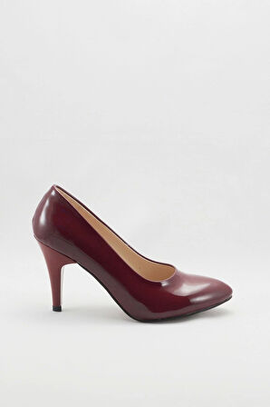 Bordo Kadın Klasik Topuklu Ayakkabı Kadın Topuklu Abiye Ayakkabı Şık Gece Ayakkabısı