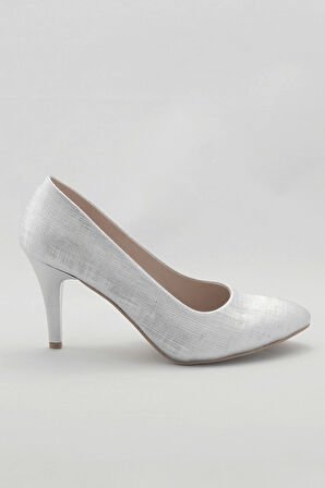 Gümüş Kadın Klasik Topuklu Ayakkabı Kadın Topuklu Abiye Ayakkabı Şık Gece Ayakkabısı