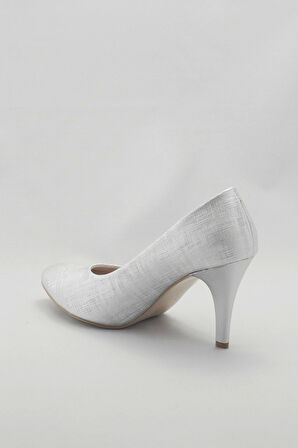 Gümüş Kadın Klasik Topuklu Ayakkabı Kadın Topuklu Abiye Ayakkabı Şık Gece Ayakkabısı