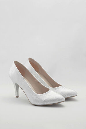 Gümüş Kadın Klasik Topuklu Ayakkabı Kadın Topuklu Abiye Ayakkabı Şık Gece Ayakkabısı