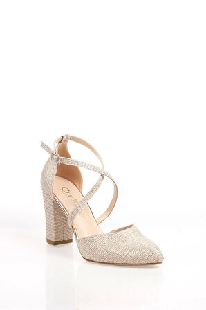 Gold Mercan Kadın Abiye Ayakkabı Kadın Topuklu Şık Gece Ayakkabısı Zarif Tasarım Yüksek Topuk