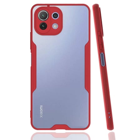 Xiaomi Uyumlu Mİ 11 Lite Kılıf Platin Silikon - Kırmızı