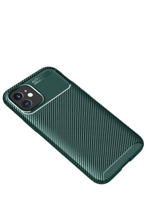 Apple iPhone 12 Mini Kılıf Auto Focus Karbon Kapak - Yeşil
