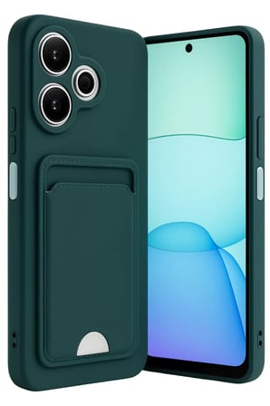 Xiaomi Uyumlu Redmi 13 4G Kılıf Kelvin Kartvizitli Silikon - Koyu Yeşil