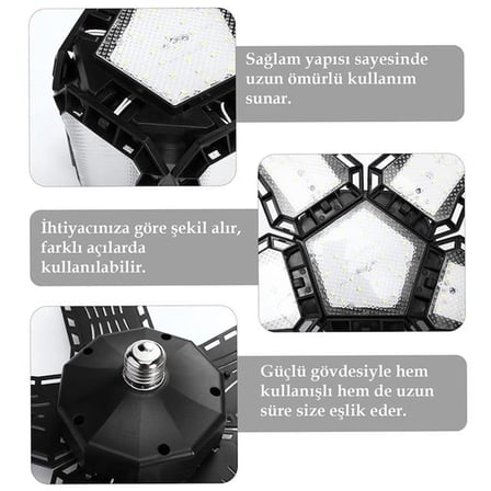 Ledx Ayarlanabilir Acili 3 Kanatli 72 Smd Ledli Galaxy Projektor İsigi 40W 4400 Lumen E27 32Cm