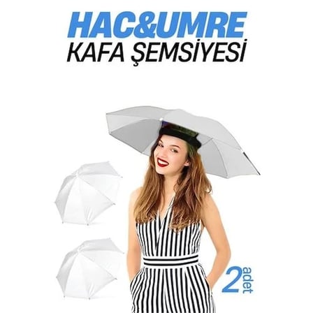 Hac Umre Kafa Şemsiyesi Güneş Koruma Şemsiyesi 2 Adet 716267