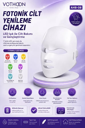 7 Renk LED Fototerapi Yüz Maskesi Işık Terapili Cilt Bakım Cihazı Profesyonel Ev Bakımı