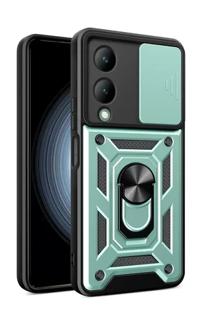Vivo Y17S Kılıf Pars Lens Yüzüklü Silikon - Yeşil